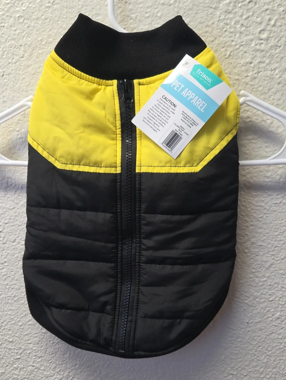 Frisco Yellow & Black Quilted Dog Puffer Vest